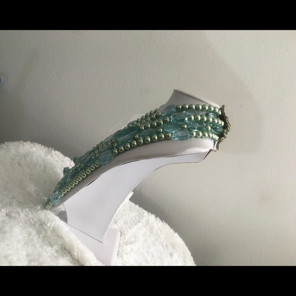 Heidi Daus Facetted Aqua Glass & Pearls Necklace - Picture 10 of 13